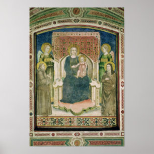 Póster Madonna Enthroned com o St Francis de Assisi
