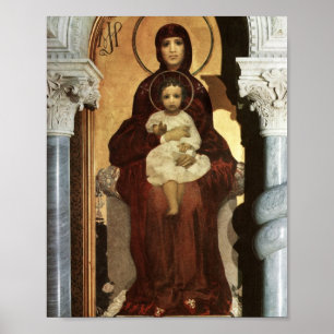 Póster Madonna que guardara o bebê Jesus no trono
