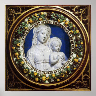 PÓSTER MADONNA WITH CHILD RENAISSANCE FLORAL CROWN