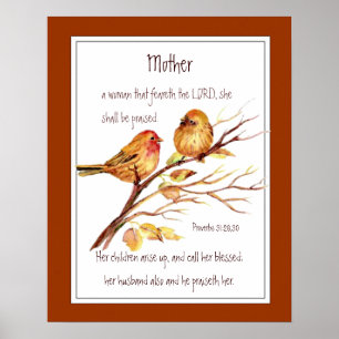 Póster Madre Cristã - Escritura Proverbs 31 Watercolor