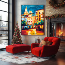 Madrid Cityscape Icônica no estilo Abstrato Fauvis