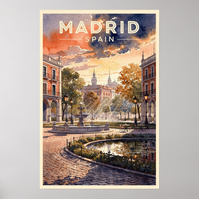 Poster Madrid Espanha Viagem Vintage (Frente)