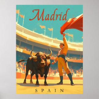 Poster Madrid, Espanha Vintage Charm