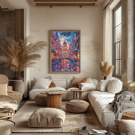 Póster Madrid: Noches Vibrantes - Arte Contemporáneo