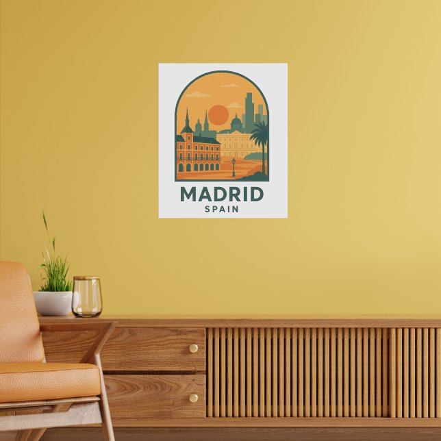 Poster Madrid Vintage Espanha Viagem – Cidade Retro (Sala de Estar 2)