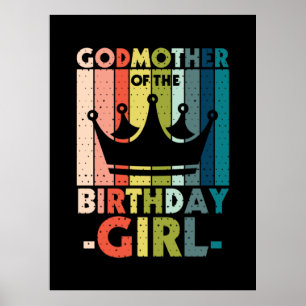 Poster Madrinha De Arte mamãe Da Rapariga De Aniversário