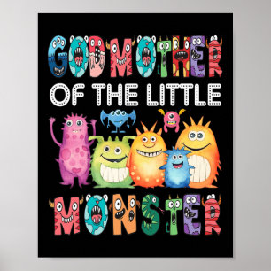 Poster Madrinha Do primeiro aniversario De Crianças Monst