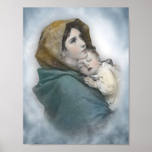 Póster Mãe abençoada e Cadeado Jesus