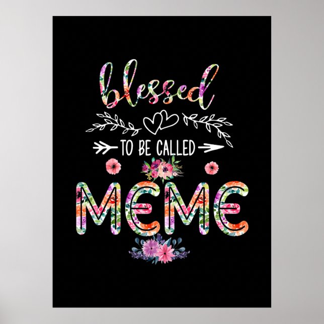 Poster Mãe Abençoada Por Ser Chamada Mãe E Flor Memorial (Frente)