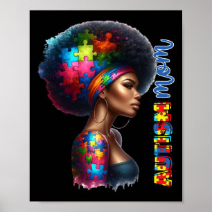 Poster Mãe Afro Autismo Sensibilização Mamãe Negra Autism