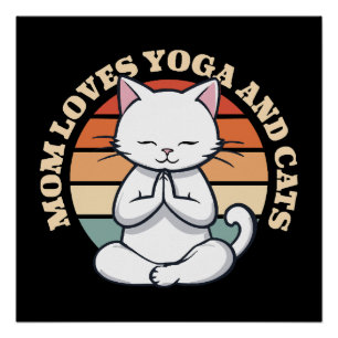 Póster Mãe Ama Gatos e Yoga