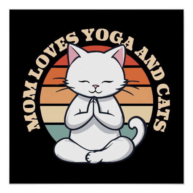 Póster Mãe Ama Gatos e Yoga (Frente)