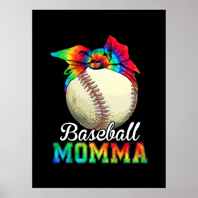 Poster Mãe Art Baseball Momma Birthday (Frente)