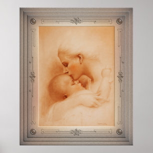 Poster Mãe beijando seu bebê por Charles Gates Sheldon