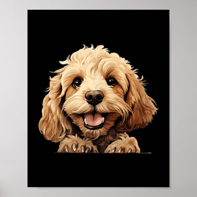 Poster Mãe Cachorro Cockapoo Pai Espiando Cachorrinho (Frente)
