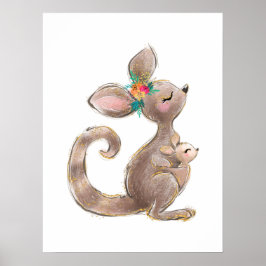 Poster Mãe Canguru e Bebê