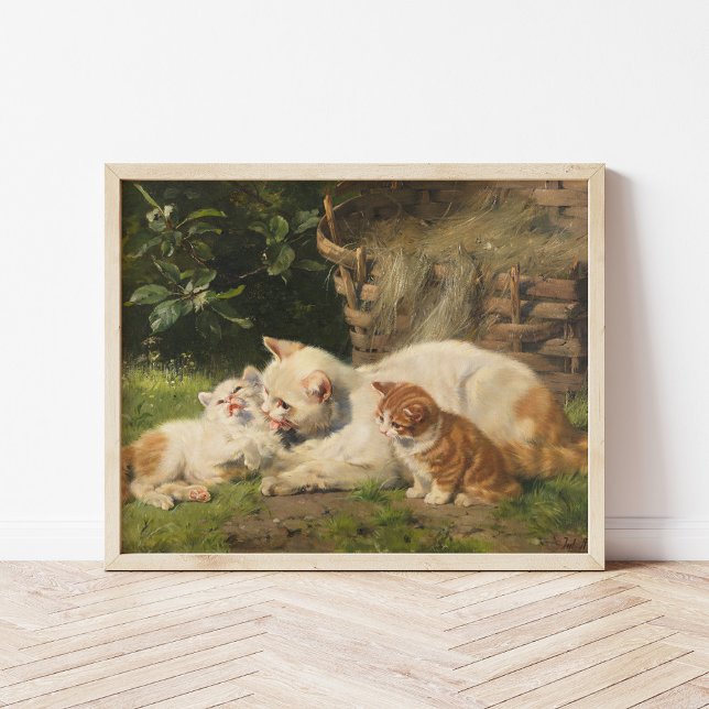 Poster Mãe Cat com Kittens | Julius Adam, o Younger (Criador carregado)