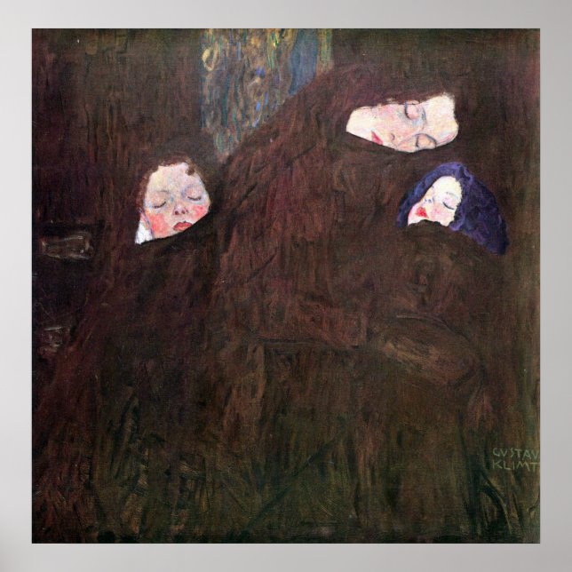 Póster Mãe com Filhos de Gustav Klimt (Frente)