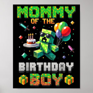 Poster Mãe Da Festa De Aniversário, Jogador De Vídeo Pixe