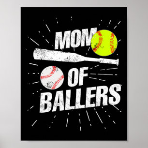 Poster Mãe De Ballers Engraçado Jogo Softball De Baseball