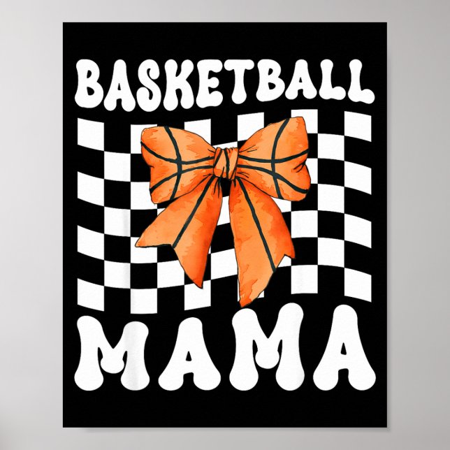 Poster Mãe de Basquete Coquette Laço Dia de Jogo Engraçad (Frente)