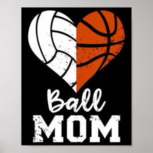 Poster Mãe de Bola Diversão do Coração de Voleibol