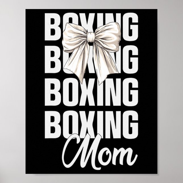 Poster Mãe de Boxe Coquette Laço Amantes de Boxe Fofo Mãe (Frente)