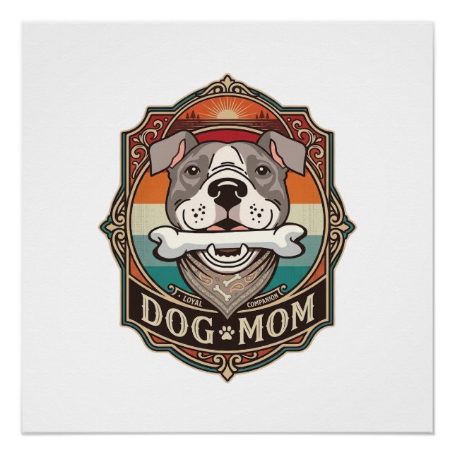 Póster Mãe de Cachorro Osso Bandana Antigo Quadro_1 (Frente)