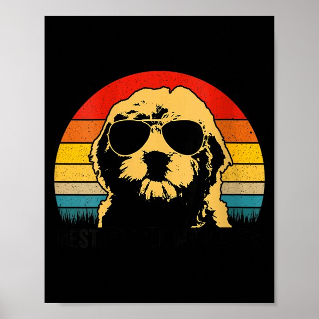 Poster Mãe de doodle feminina retrô goldendoodle mãe mães (Frente)