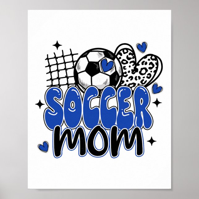 Poster Mãe de Futebol Fofa Leopardo Mãe de Futebol Engraç (Frente)
