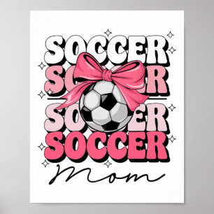 Poster Mãe de Futebol Groovy Coquette Bow Futebol 