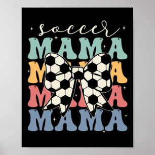 Poster Mãe de Futebol Retro Groovy Futebol Softll Mamãe _