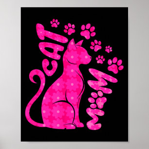 Poster Mãe de gato feliz dia das mães para família de ama