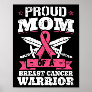 Poster Mãe de Guerreiro do Câncer de Mama Fita de Conscie