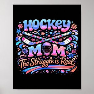 Poster Mãe de Hockey Rosa Azul Retro 70s Groovy Vintage D