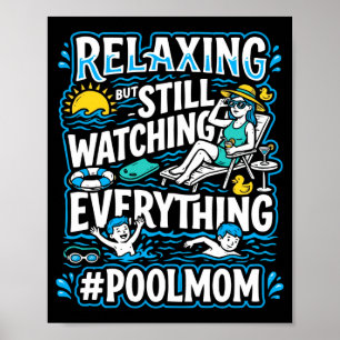 Poster Mãe de homens na piscina nadando mãe nadadora mamã