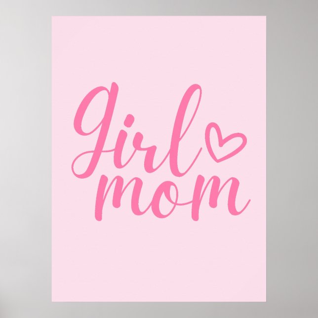 Poster Mãe de Menina - Citação Inspiradora Rosa para Mães (Frente)