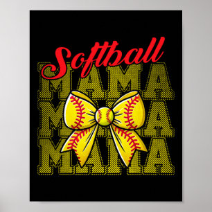 Poster Mãe de Softbol com Laço Gigante para Mãe de Jogado