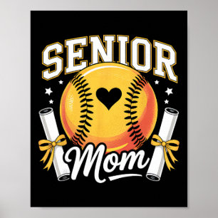 Poster Mãe de Softbol Sênior 2026 Graduada Engraçado Mãe