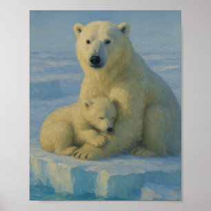 Poster Mãe de Urso Polar & Filhote