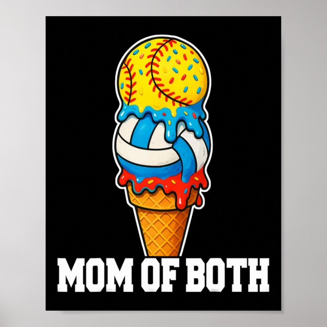 Poster Mãe de Volei de Softbol Gotejamento de Sorvete de  (Frente)
