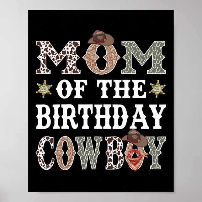 Poster Mãe Do Aniversário Cowboy Rodeo Mãe (Frente)
