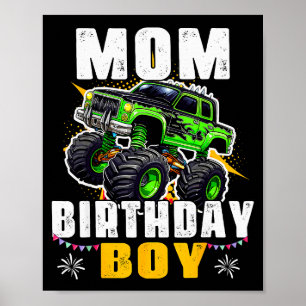 Poster Mãe Do Menino Do Aniversário Caminhão Monstro Famí
