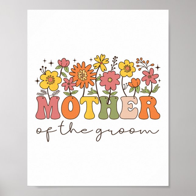 Poster Mãe do Noivo Floral de Flores Silvestres Par (Frente)