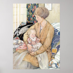 Póster Mãe e bebê do vintage por Anne Anderson