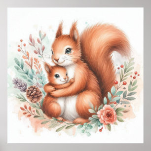Poster Mãe e Bebê Esquilo