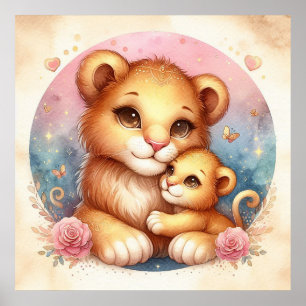 Poster Mãe e Bebê Leão