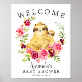 Poster Mãe e Bebê Sloth Chá de fraldas