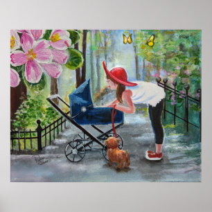 Poster Mãe e bebê.. Uma caminhada no parque