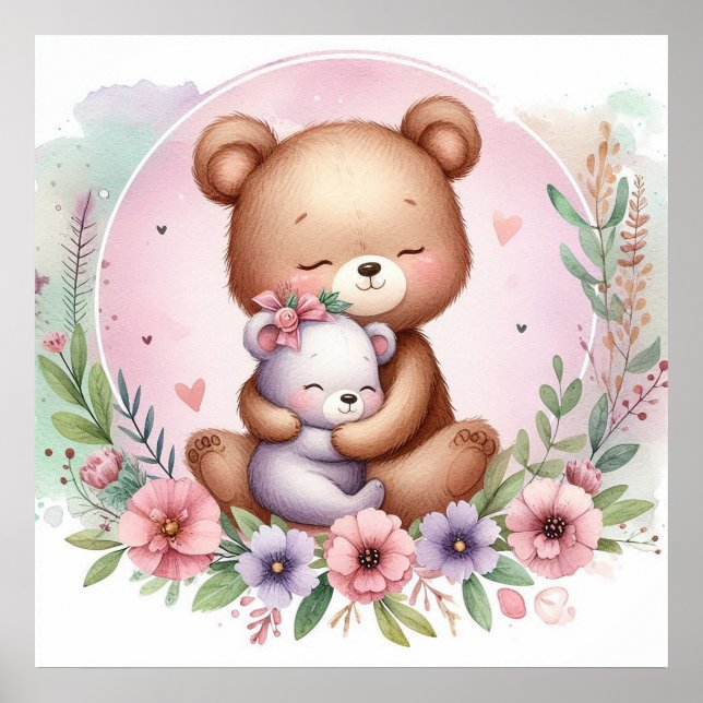 Poster Mãe e Bebê Urso (Frente)